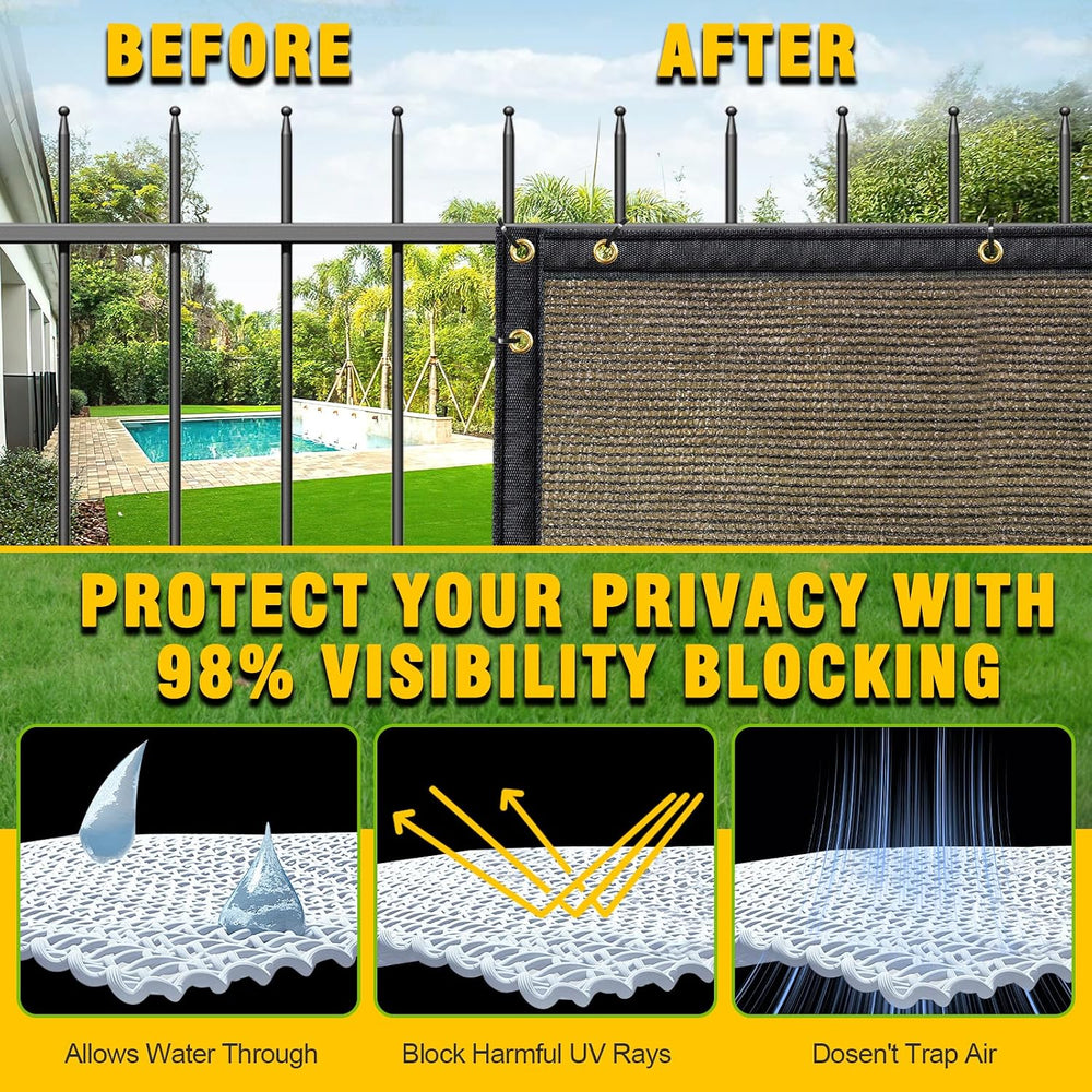Privacy Fence Screen,with Gloves, 4X50FT Heavy Duty 220GSM 98% Blockage Priva...