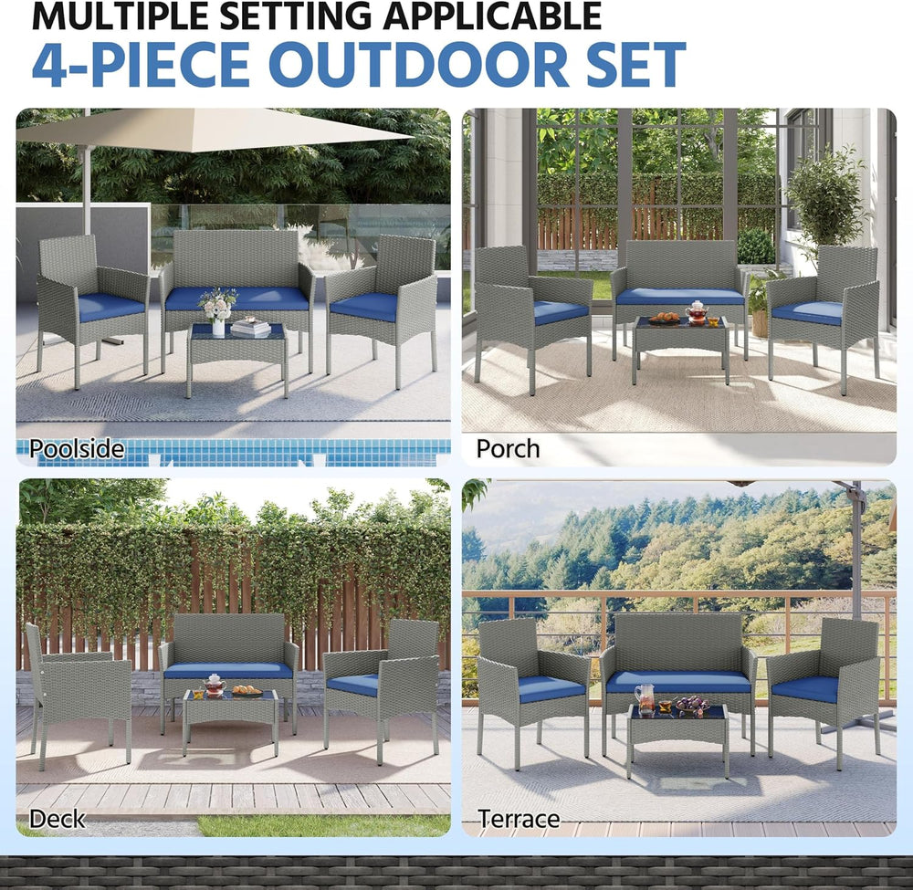 Yaheetech Patio Furniture Set 4 Pieces Conversation Sets, Rattan Chair Wicker...
