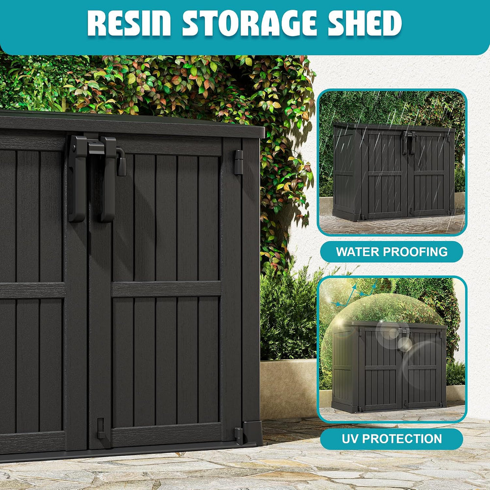 Horizontal Outdoor Storage Shed 36 Cu Ft with Lockable Doors, Portable Outdoo...
