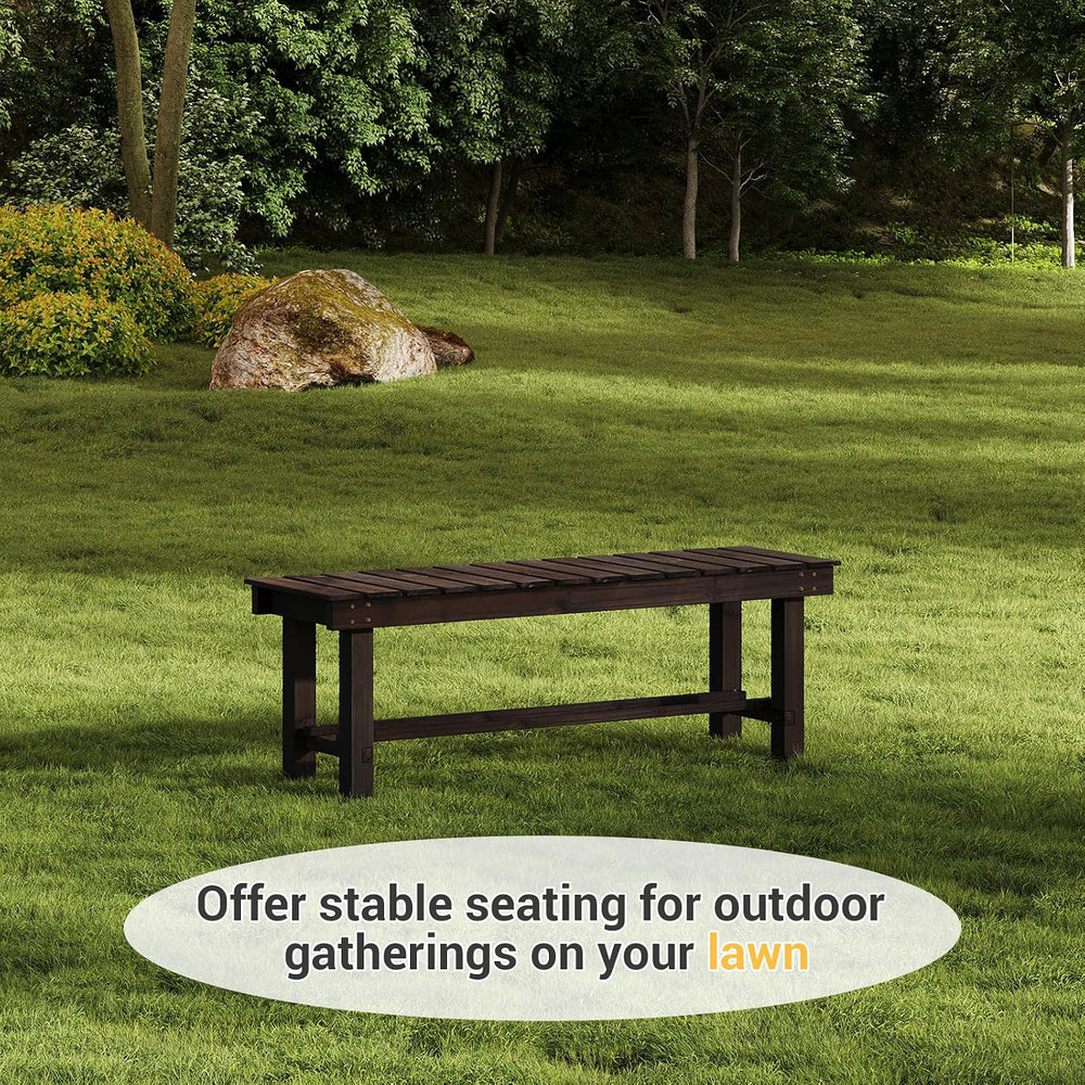 Wood Outdoor Garden Bench Backless Bench 3-Person Seat Entryway Bench 47"L
