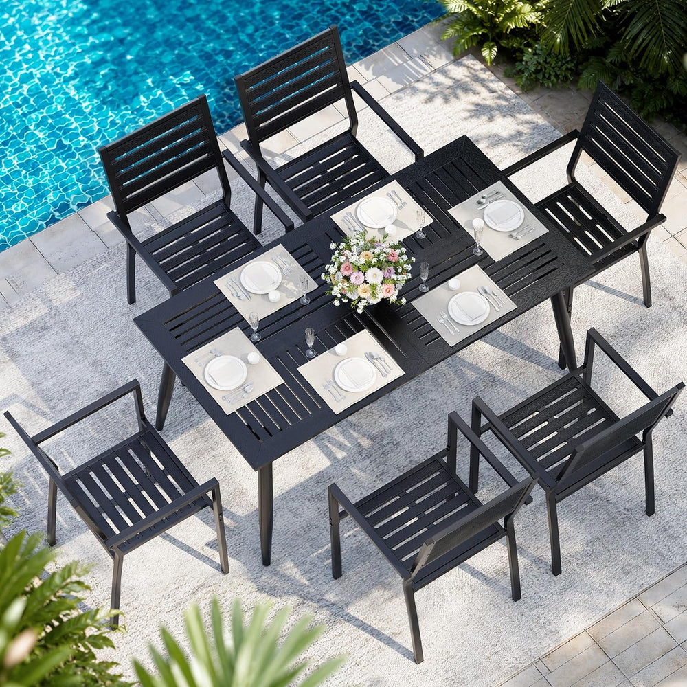 Pamapic 7-Piece HDPE Outdoor Dining Set, All-Weather Patio Furniture Set with...