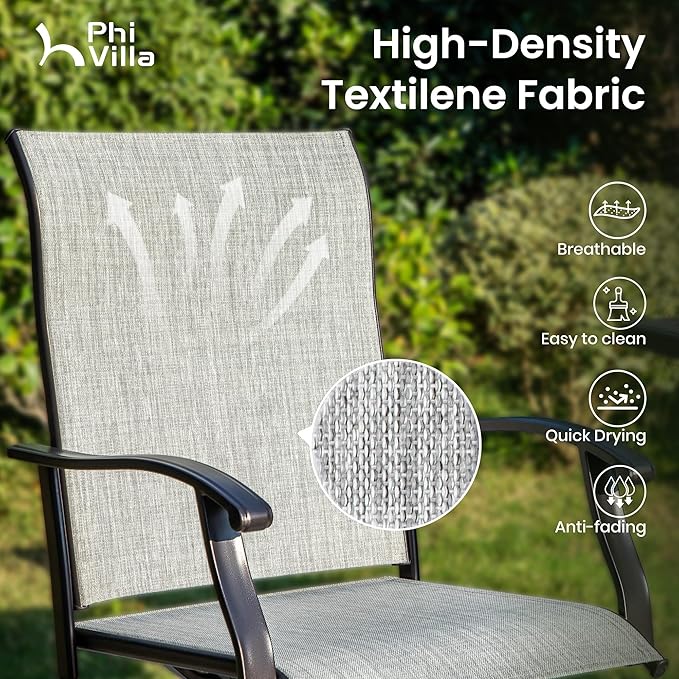 PHI VILLA Outdoor Swivel Patio Bar Stools Set of 4, 30 Inch Bar Height Tall P...