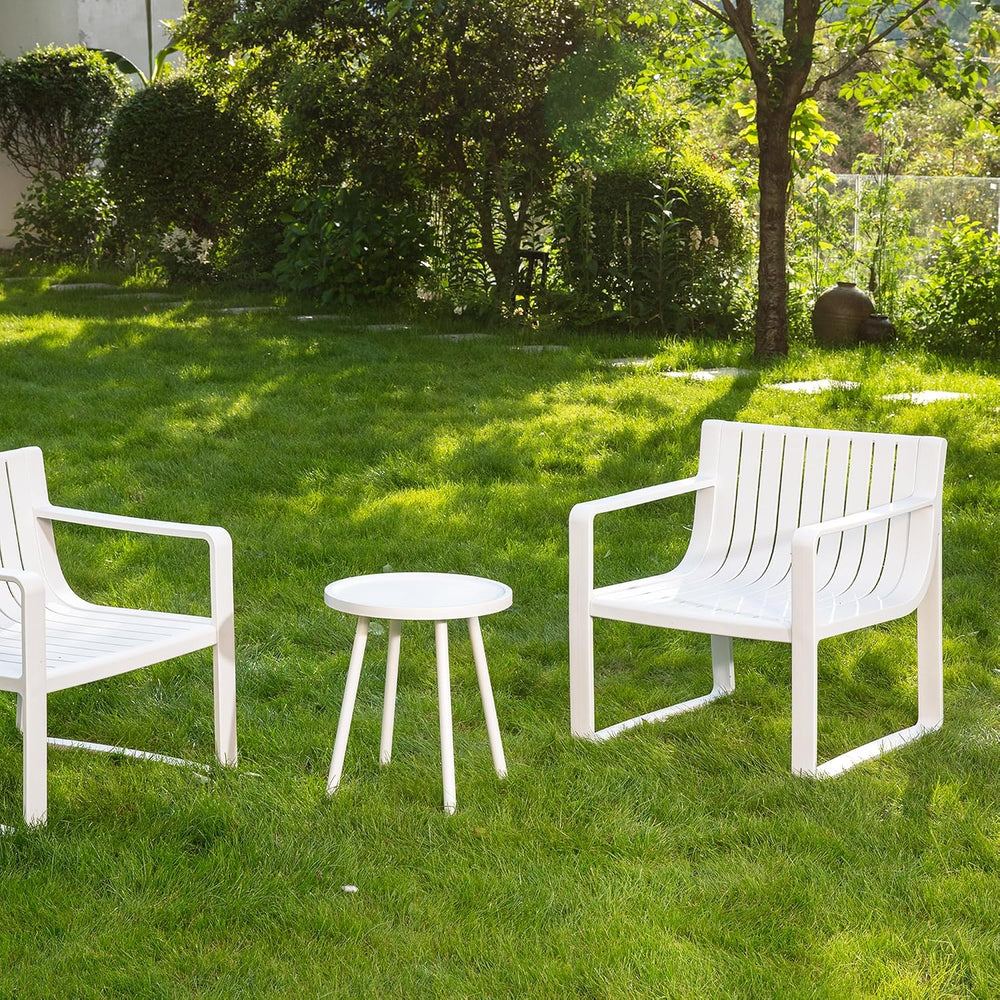 Werph 3 Pieces Outdoor Furniture Patio Table and Chairs Set, White