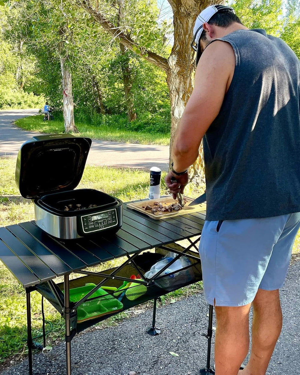 LET'S CAMP Folding Camping Table, Aluminum Roll-up Picnic Backpacking Table
