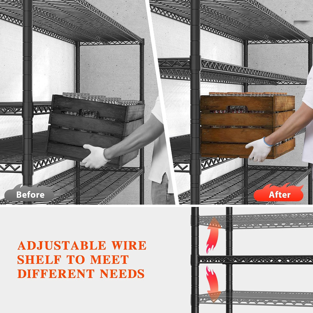 REIBII 5-Tier Heavy Duty Shelving with Wheels, 3200LBS Storage Rack