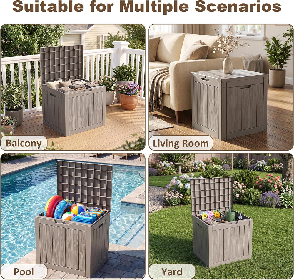 40 Gal Outdoor Storage Box,Weatherproof Deck Box,Grey