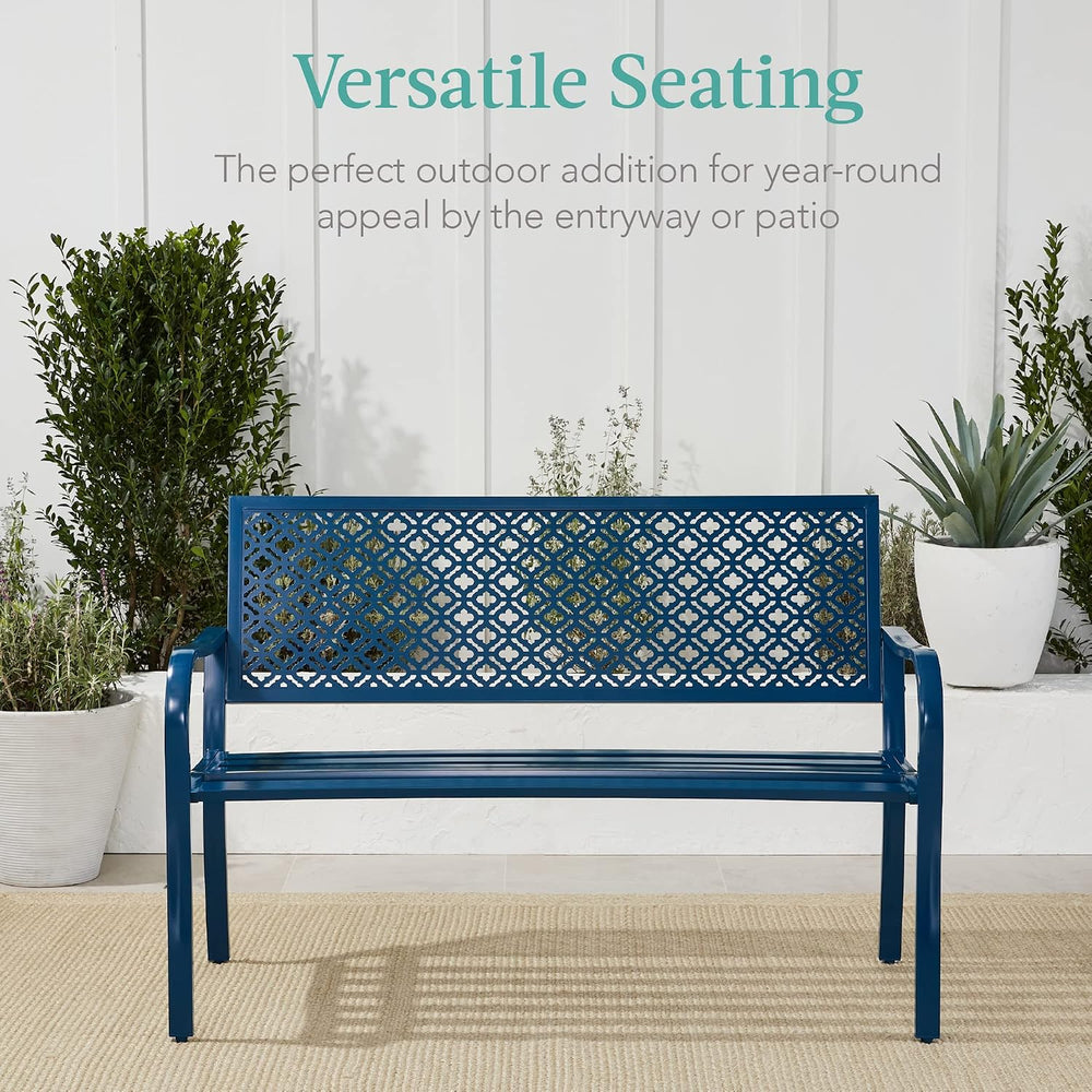 Best Choice Products Outdoor Bench 2-Person Metal Steel Benches Furniture for...