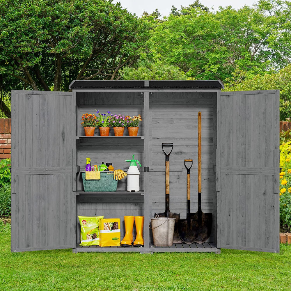 Gizoon Outdoor Cabinet, Waterproof Roof, Double Lockable Wooden Shed