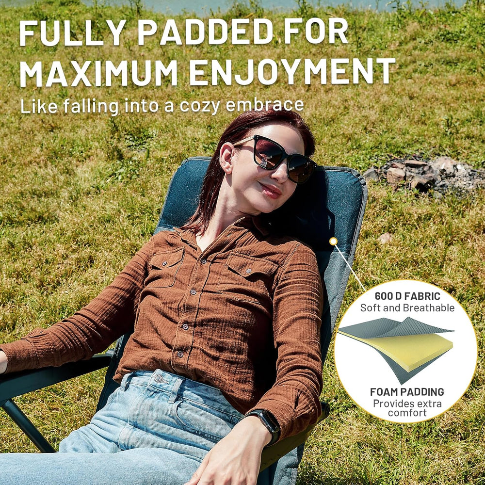 Timber Ridge 3-Level Adjustable Rocking Camping Chair, Ergonomic Padded High ...