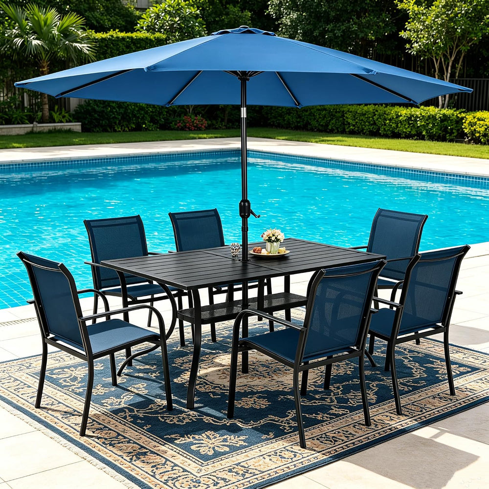 SUNCROWN 8 - Piece Outdoor Dining Set, Patio Furniture Set with 6 Textilene D...