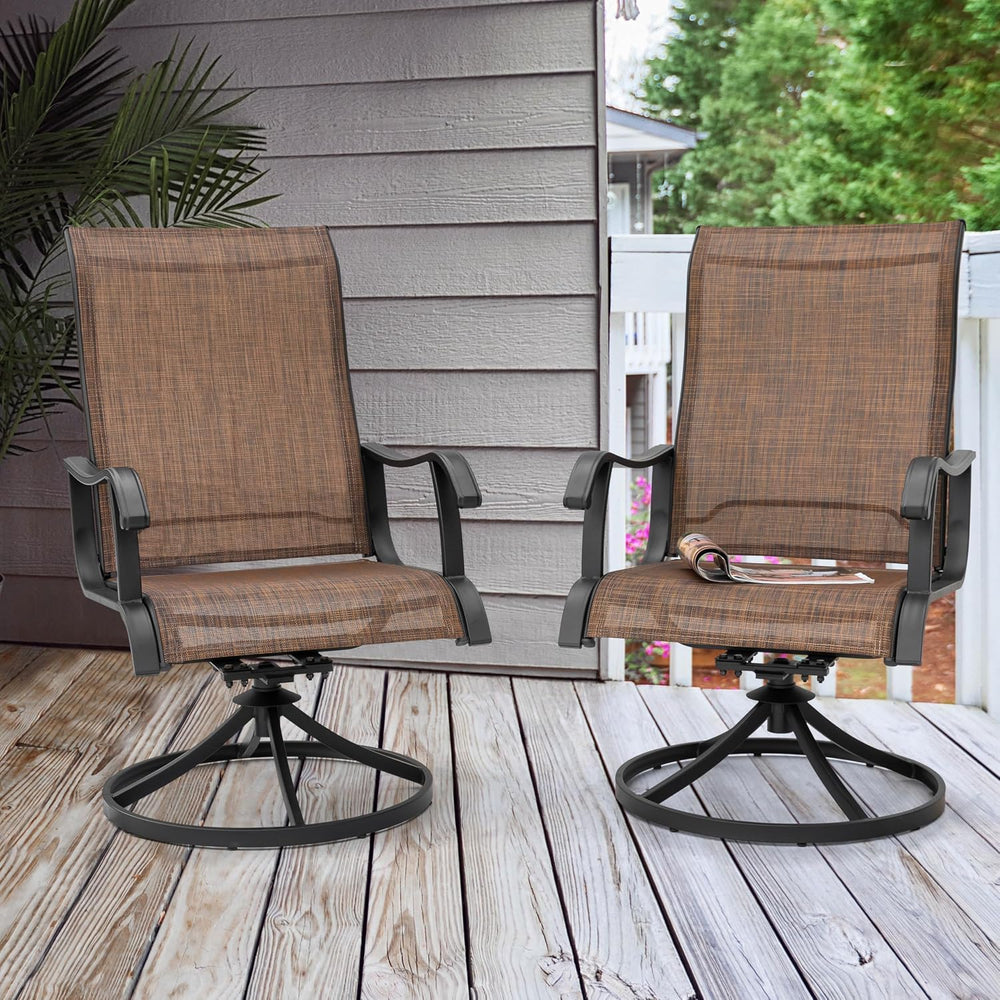 NUU GARDEN Patio Swivel Chair Set of 2, Outdoor Swivel Rocker Dining Chairs w...