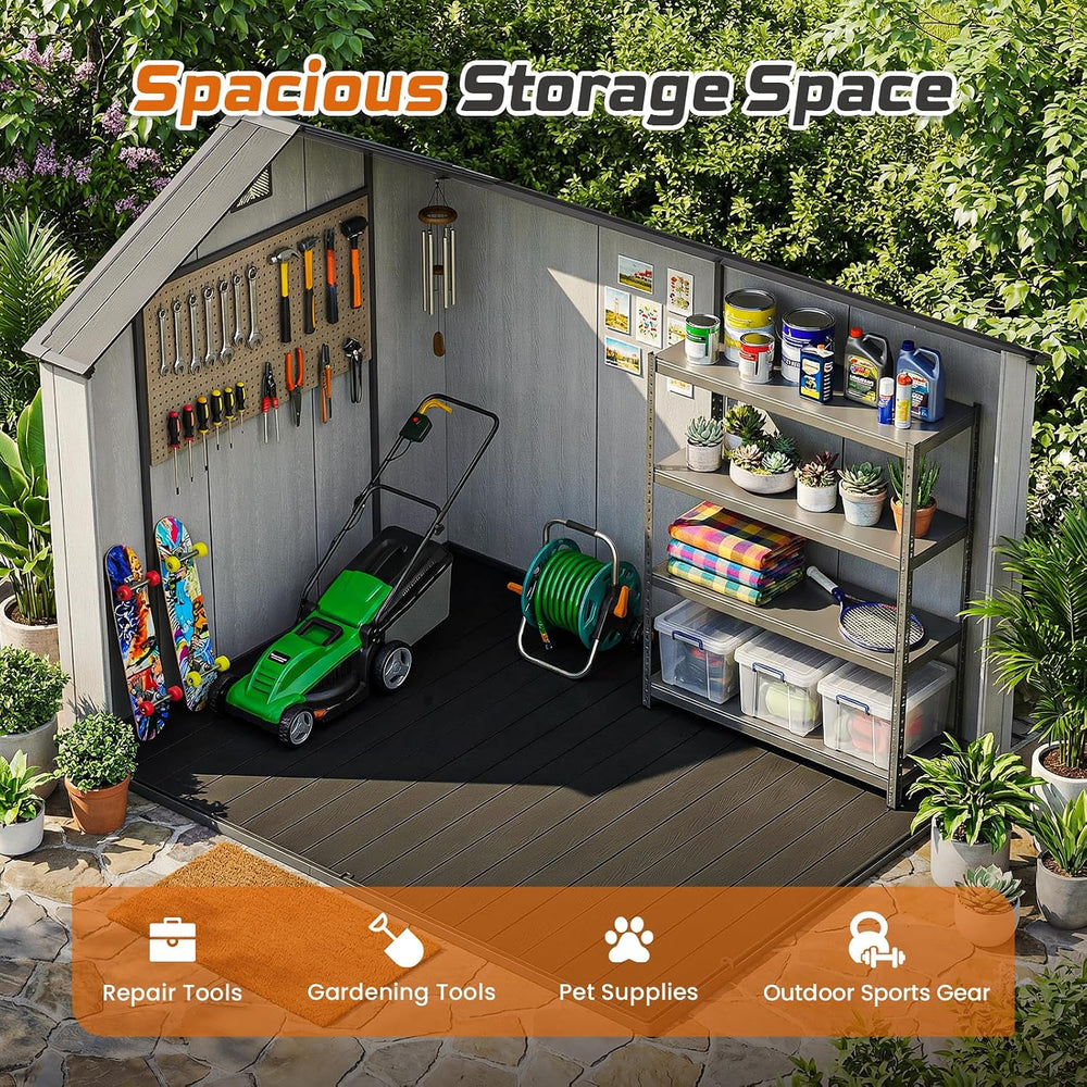 Jocoevol Heavy Duty Storage Shed, 8x10FT Resin Outdoor Shed for Backyard