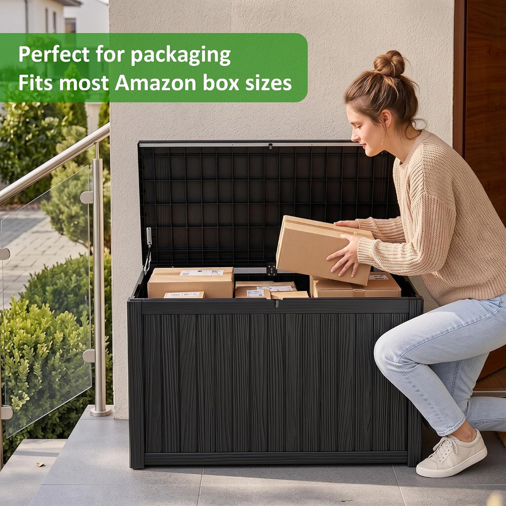 EasyUp 250Gal Large Outdoor Storage Box Waterproof Lockable Deck Boxes