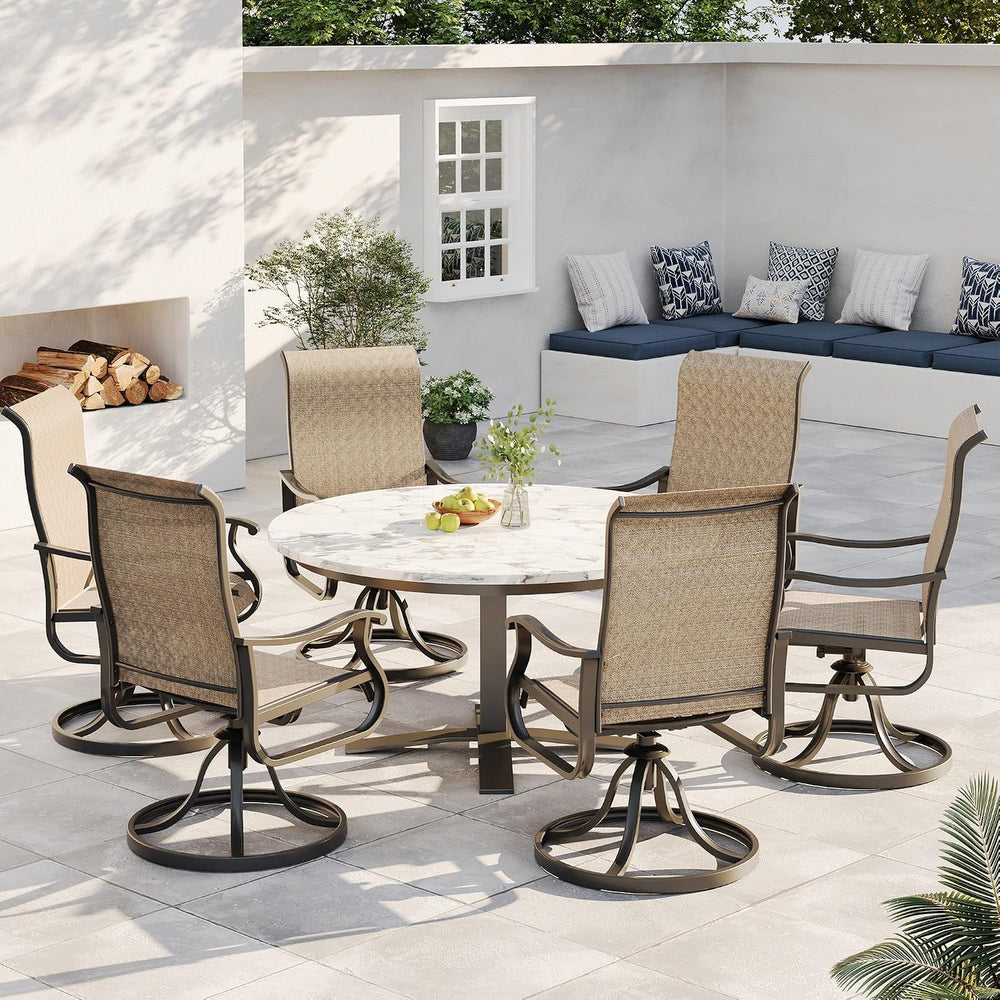 Patio Swivel Chairs Set of 2, Outdoor Rocking Dining Chairs with High Back