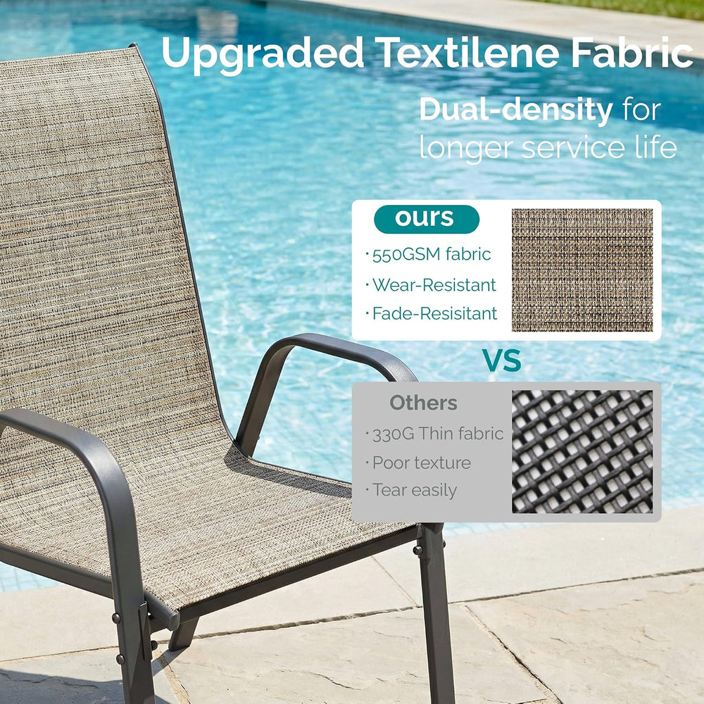 MAMIZO 7 Pieces Patio Dining Set for 6, Glass Table and Textilene Chairs
