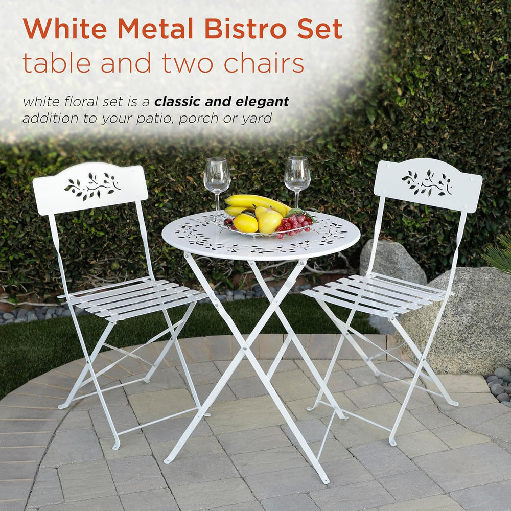 Alpine Corporation Indoor/Outdoor 3-Piece Bistro Set Folding Table and Chairs...