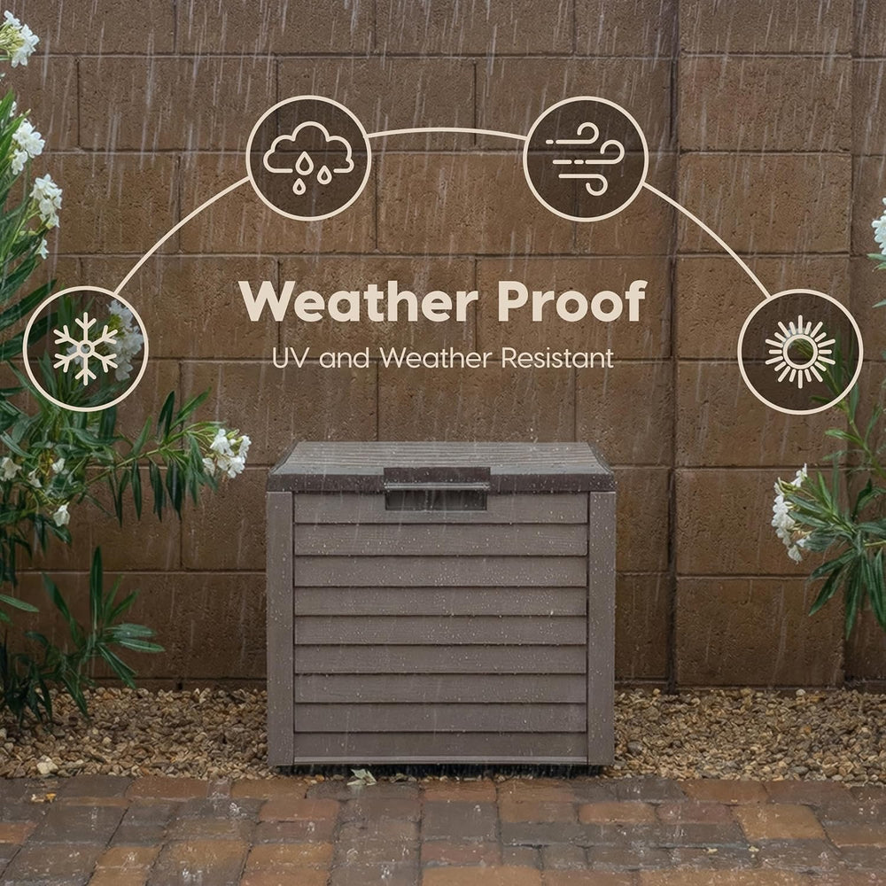IRIS USA 35 Gallon Outdoor Deck Box, Lockable, Weather-Resistant, Brown