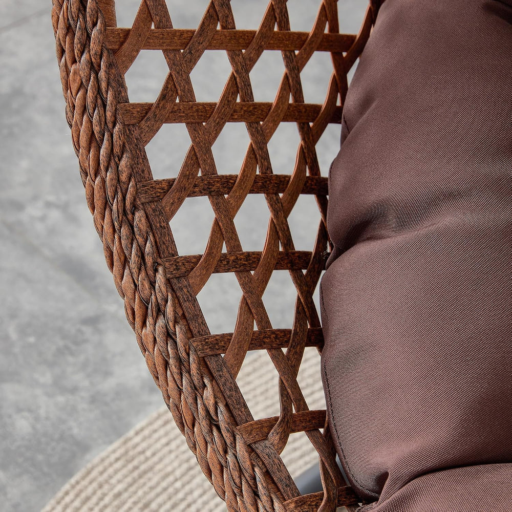 Brown Egg Swing Chair with Stand,Hanging Egg Chair Indoor Outdoor with Cushio...