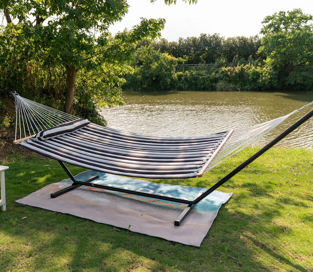 Lazy Daze Double Hammock with Stand, Balance Straps & Carry Bag for Outside
