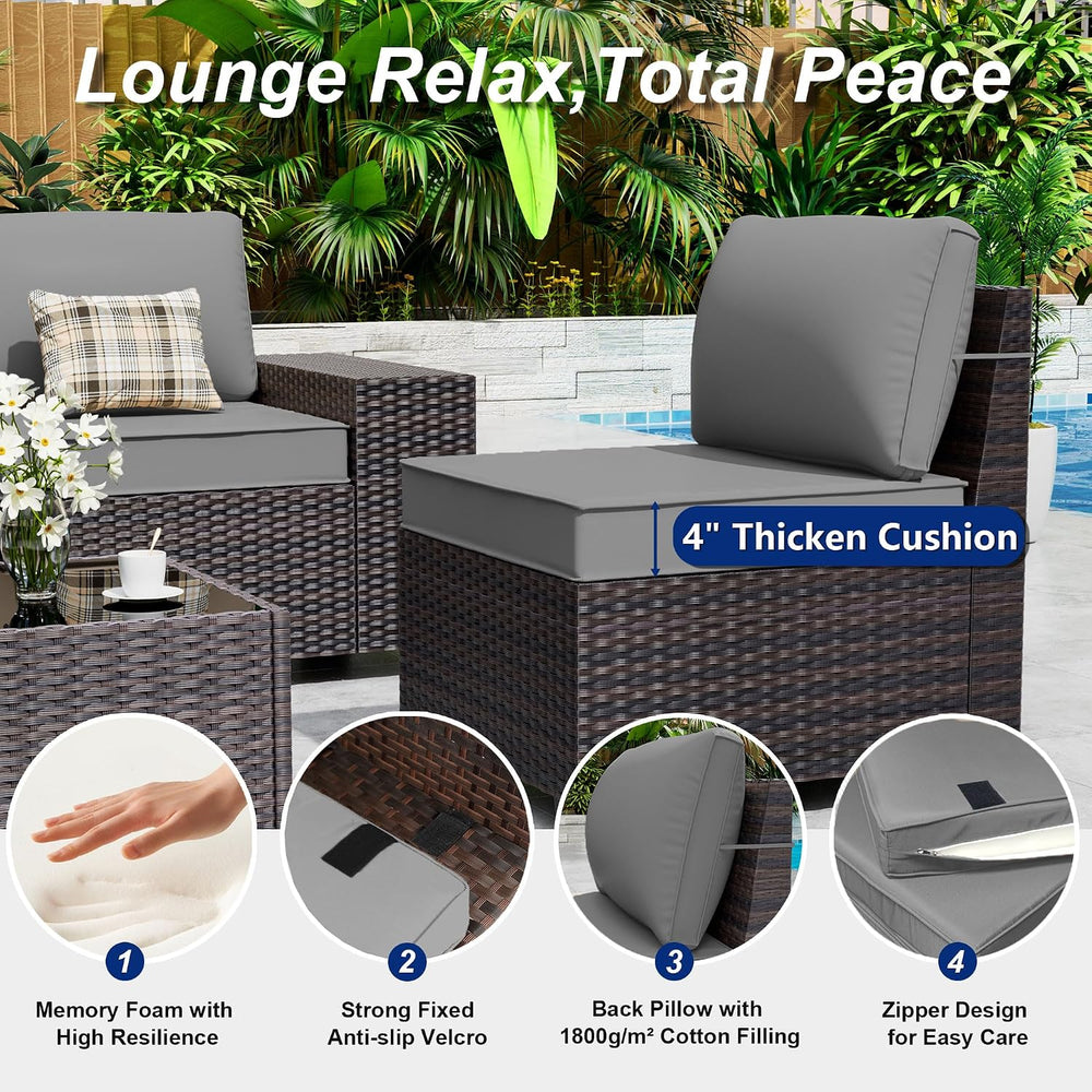 10 Pieces Patio Furniture Set with 2 Swivel Chairs Patio Furniture Outdoor Se...