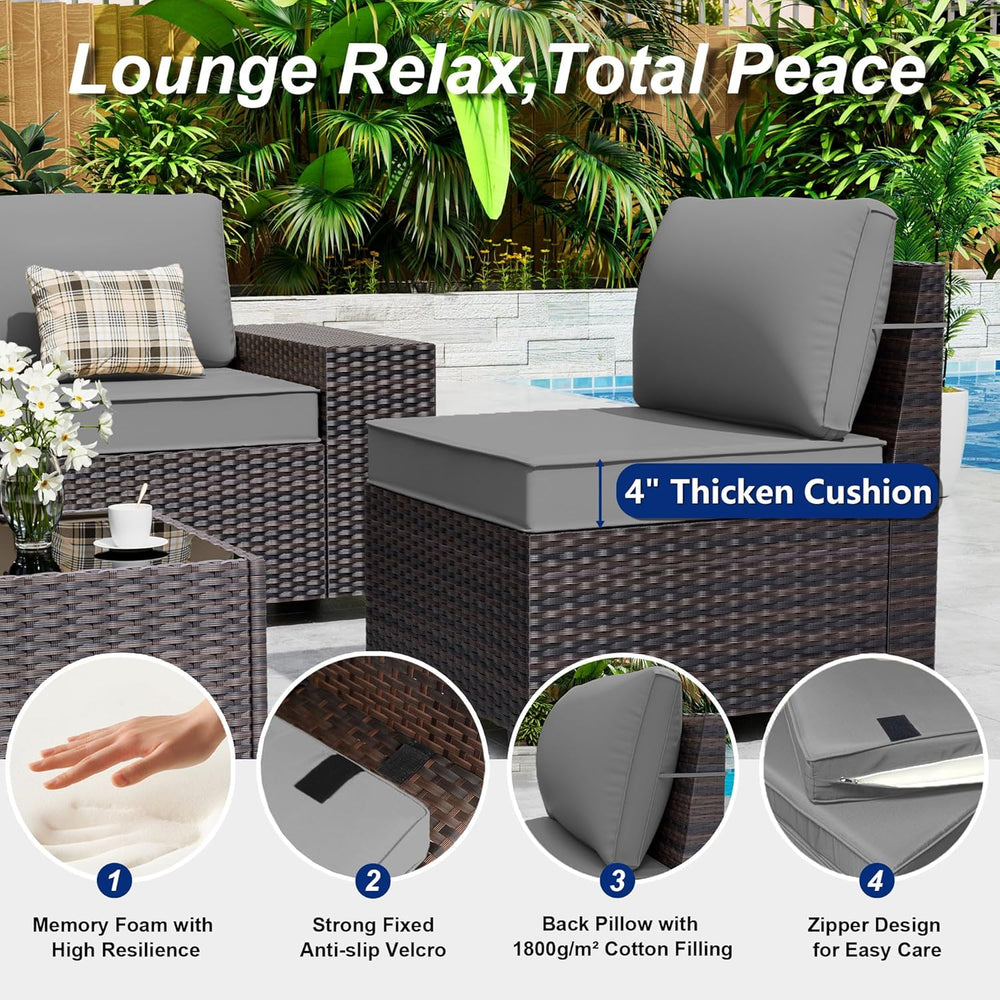 Outdoor Patio Furniture Set, 6 Pieces Outdoor Sectional Furniture High Backre...