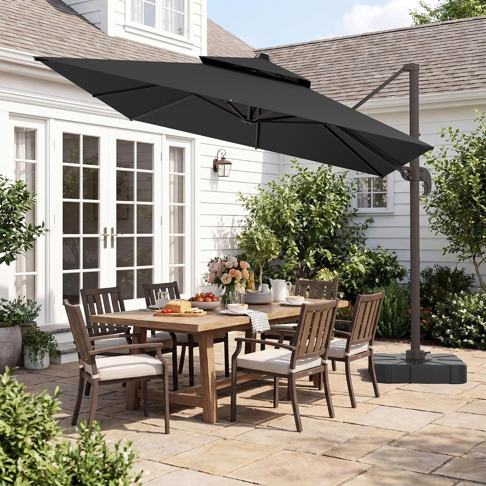 HASLE OUTFITTERS 10x13' Patio Cantilever Umbrella for Outdoor, 2 Top, Grey