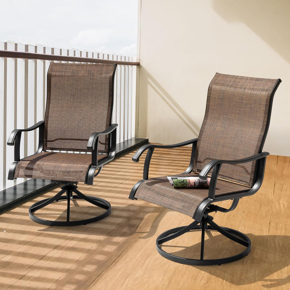 NUU GARDEN Patio Swivel Chair Set of 2, Outdoor Swivel Rocker Dining Chairs w...