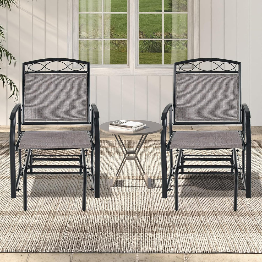 GIANTEX Patio Glider Chairs Set - 2 PCS Gliding Rocking Chairs w/Weather-Resi...