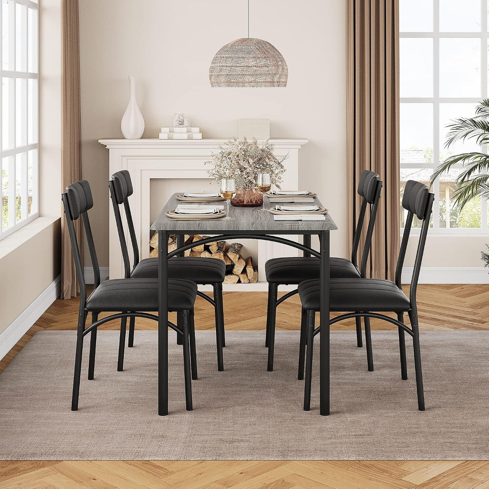 Garvee Farmhouse Dining Table Set for 4, Small Kitchen Table with 4 Upholster...