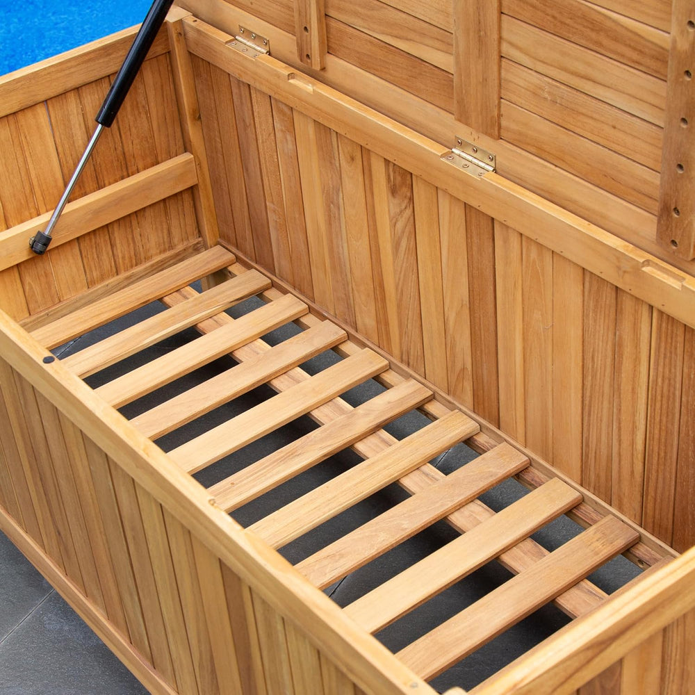 Cambridge Casual Arie Teak Wood Outdoor Deck Box Storage Chest, 49 Gallons