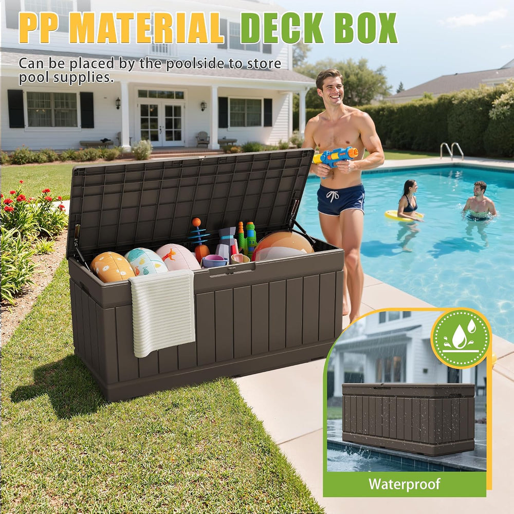 Greesum Outdoor Storage Box 82 Gallon Storage Bin with Lid for Patio Furnitur...