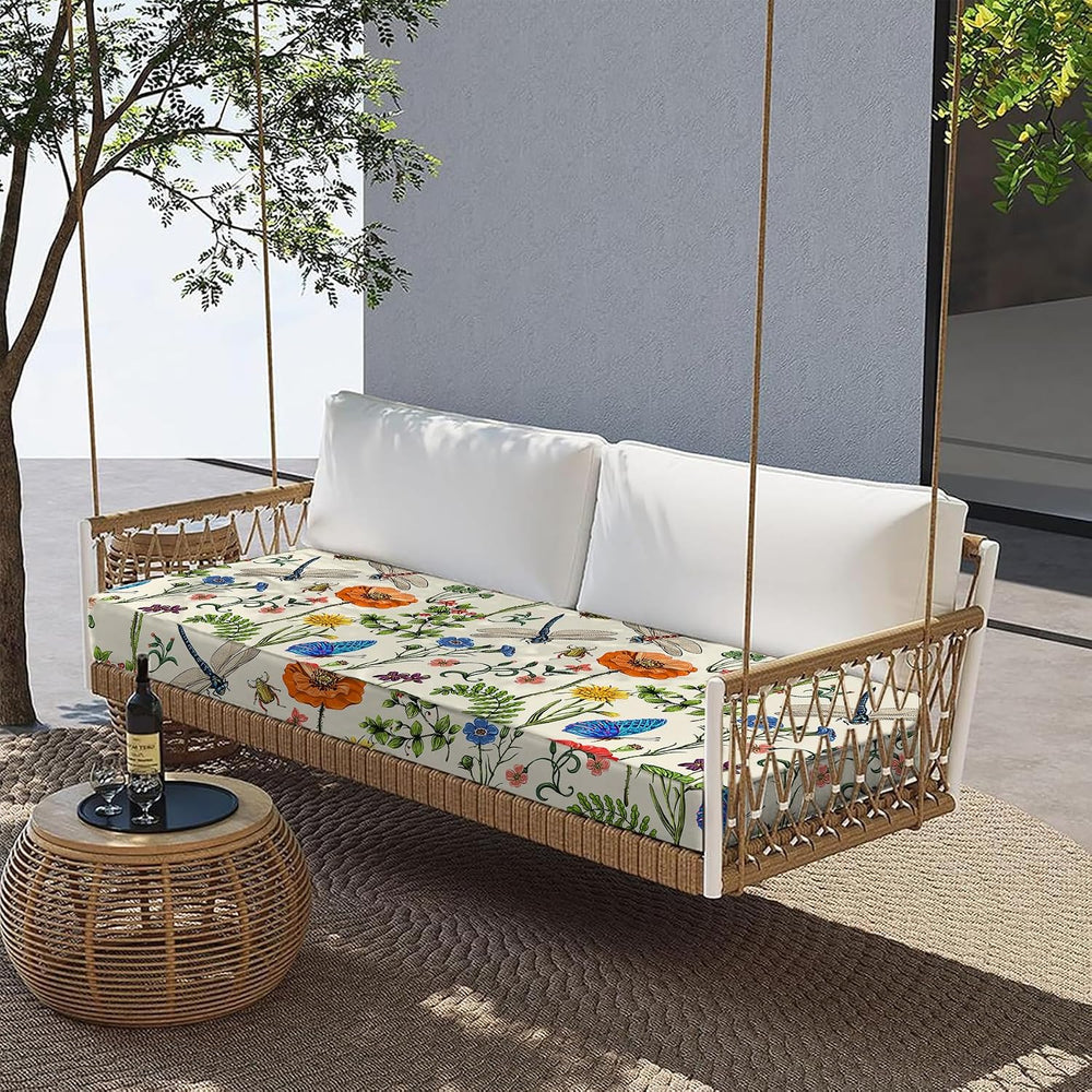 All Smiles Outdoor Waterproof Bench Cushion 48 x 18 x 3 Inch with Ties