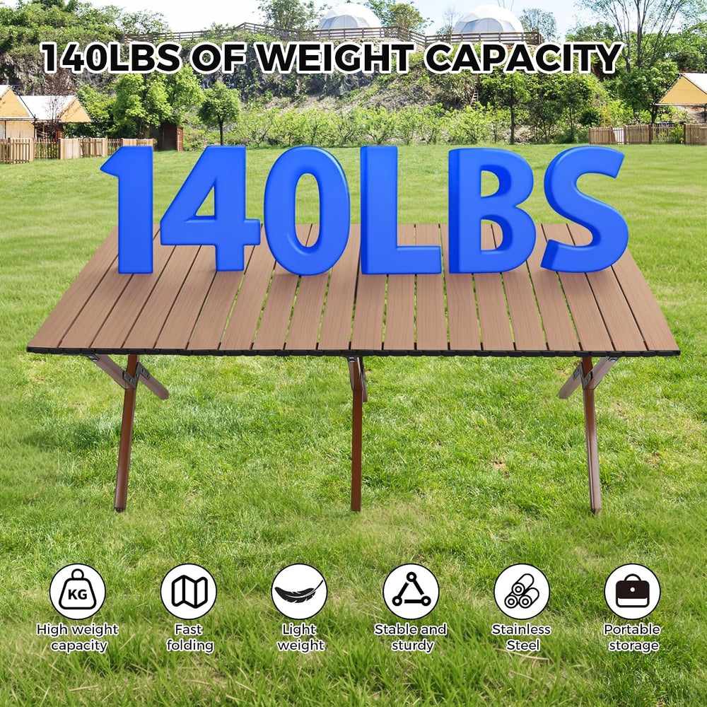 Camping Table High Load Bearing Metal Folding Portable Picnic Table for Outdo...