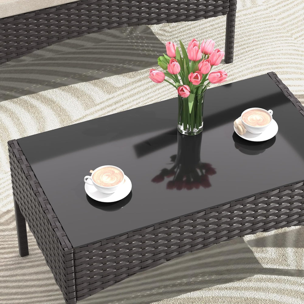 Gotland 4-Piece Outdoor Patio Furniture Set, Wicker Rattan Chairs & Sofa ...