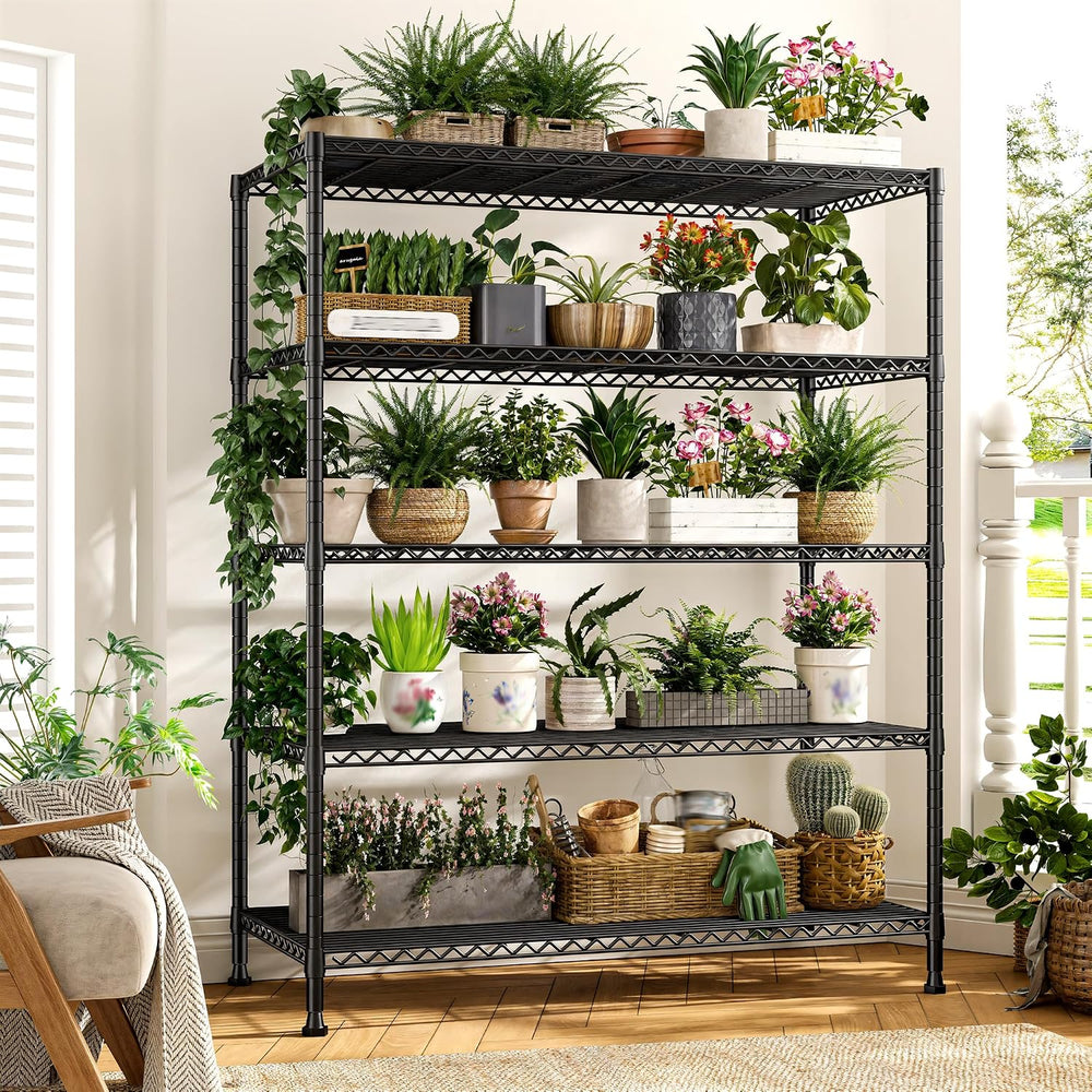 REIBII 5-Tier Storage Shelves, Space Saving&1000LBS Heavy Duty for Garage