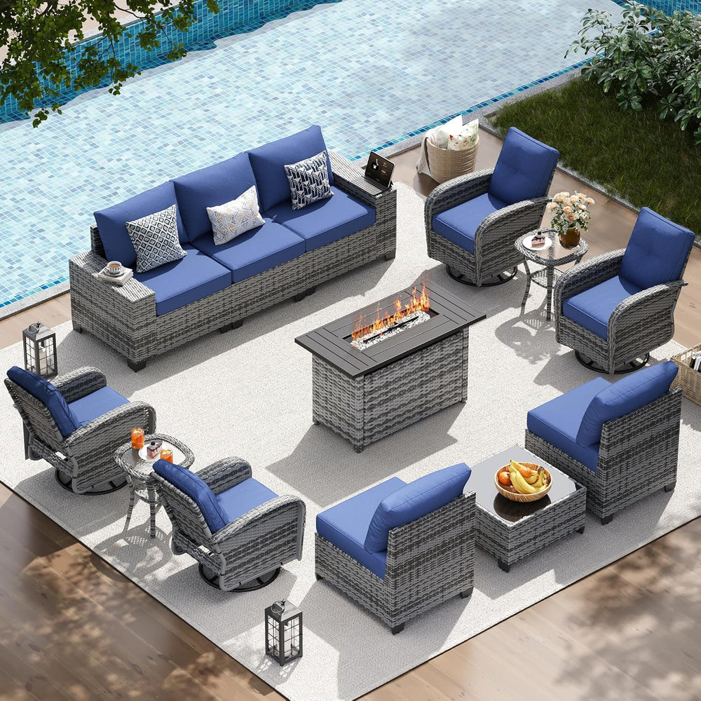 LazySunsets 13 PCS Patio Furniture Set with 44'' Fire Pit Table, Outd...