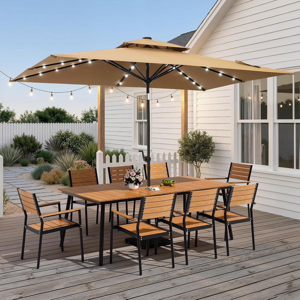 83" Patio Outdoor Dining Table for 8 Person with Wood-Grain Top