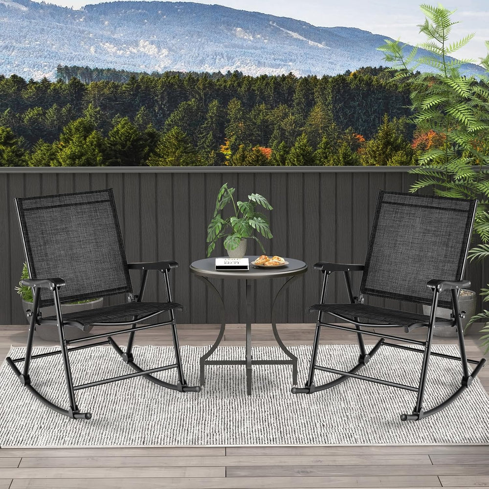 Tangkula Folding Rocking Chairs Set of 2, Patio Rockers with Breathable Seat ...