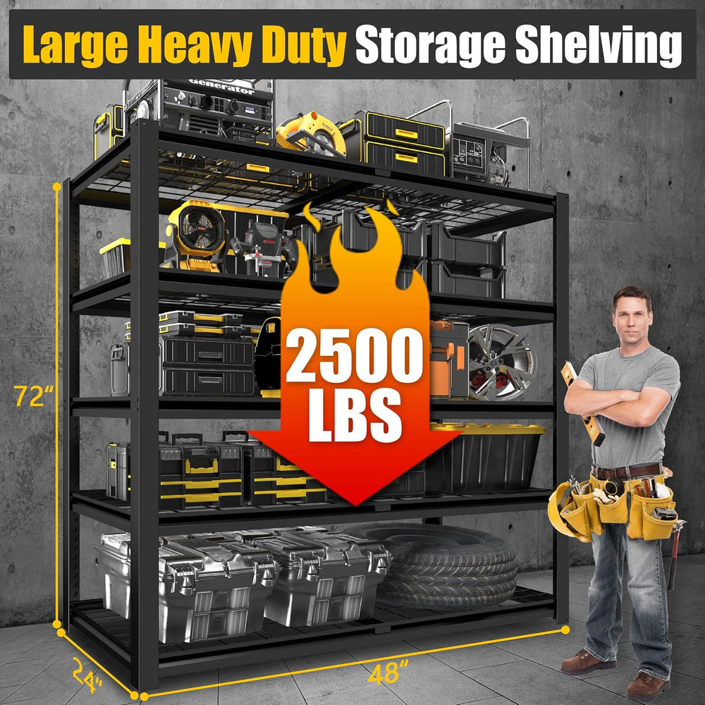 PrimeZone 48"W X 24"D X 72"H 5 Tier Heavy Duty Garage Shelving...