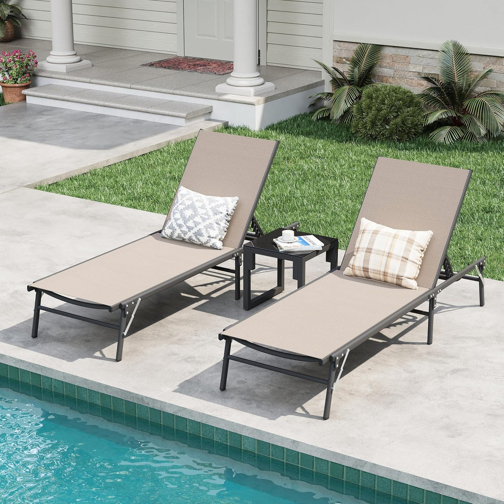 Amopatio Outdoor Lounge Chairs Poolside Chaise Lounge for Patio Set of 2 | wi...