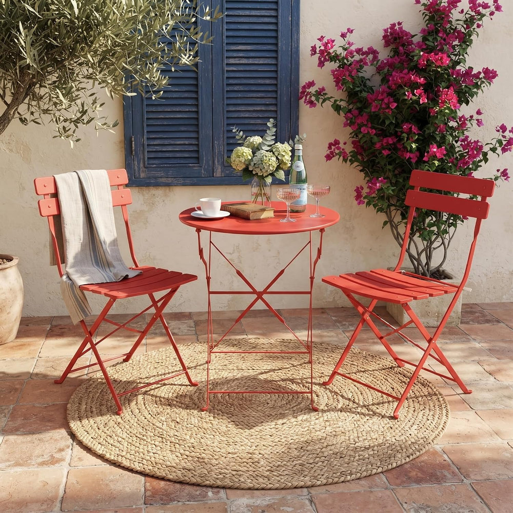Bistro Table & Chairs Set of 2, Folding Outdoor Patio Furniture