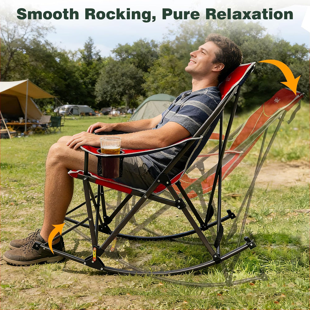 SUNNYFEEL Oversized Folding Rocking Camping Chair with Buckle Design 500lbs