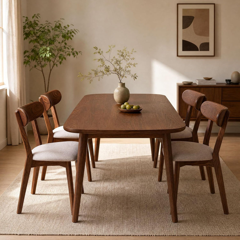 Mid Century Modern Walnut Dining Chairs Set of 4, FAS-Grade Oak, 400 lbs
