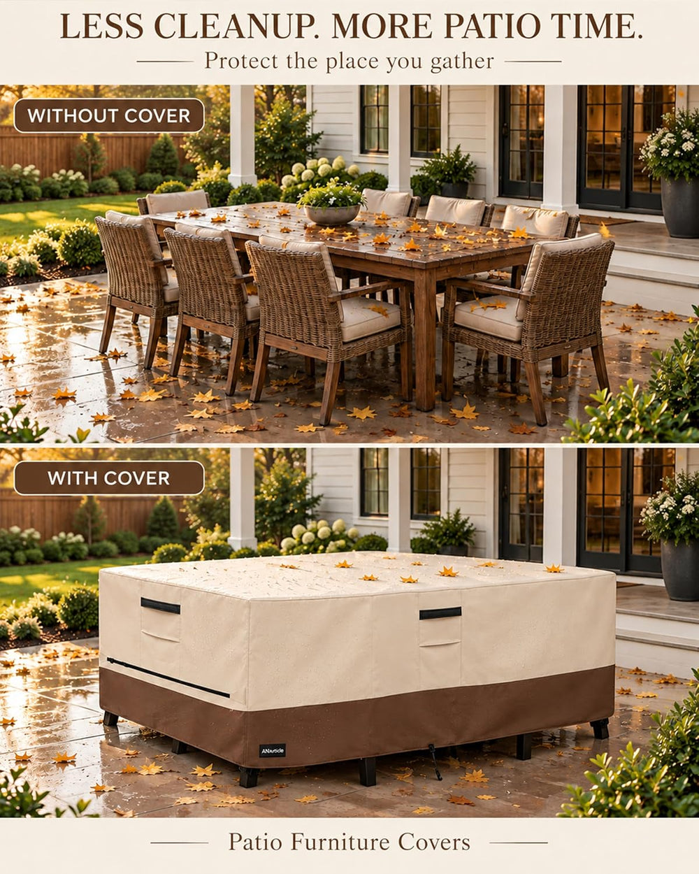 Outdoor Furniture Covers Waterproof, 111L x 74W x 28 inches, Beige