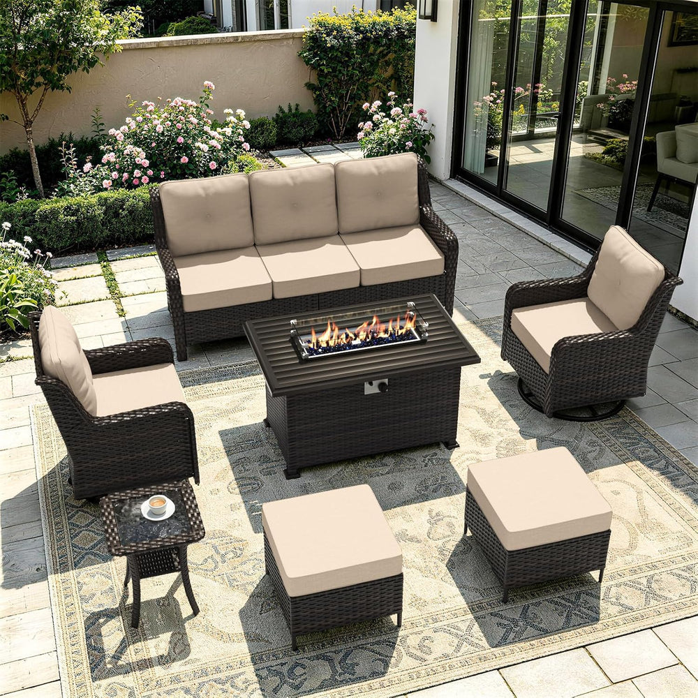 7 Pieces Outdoor Patio Furniture Set,Sand