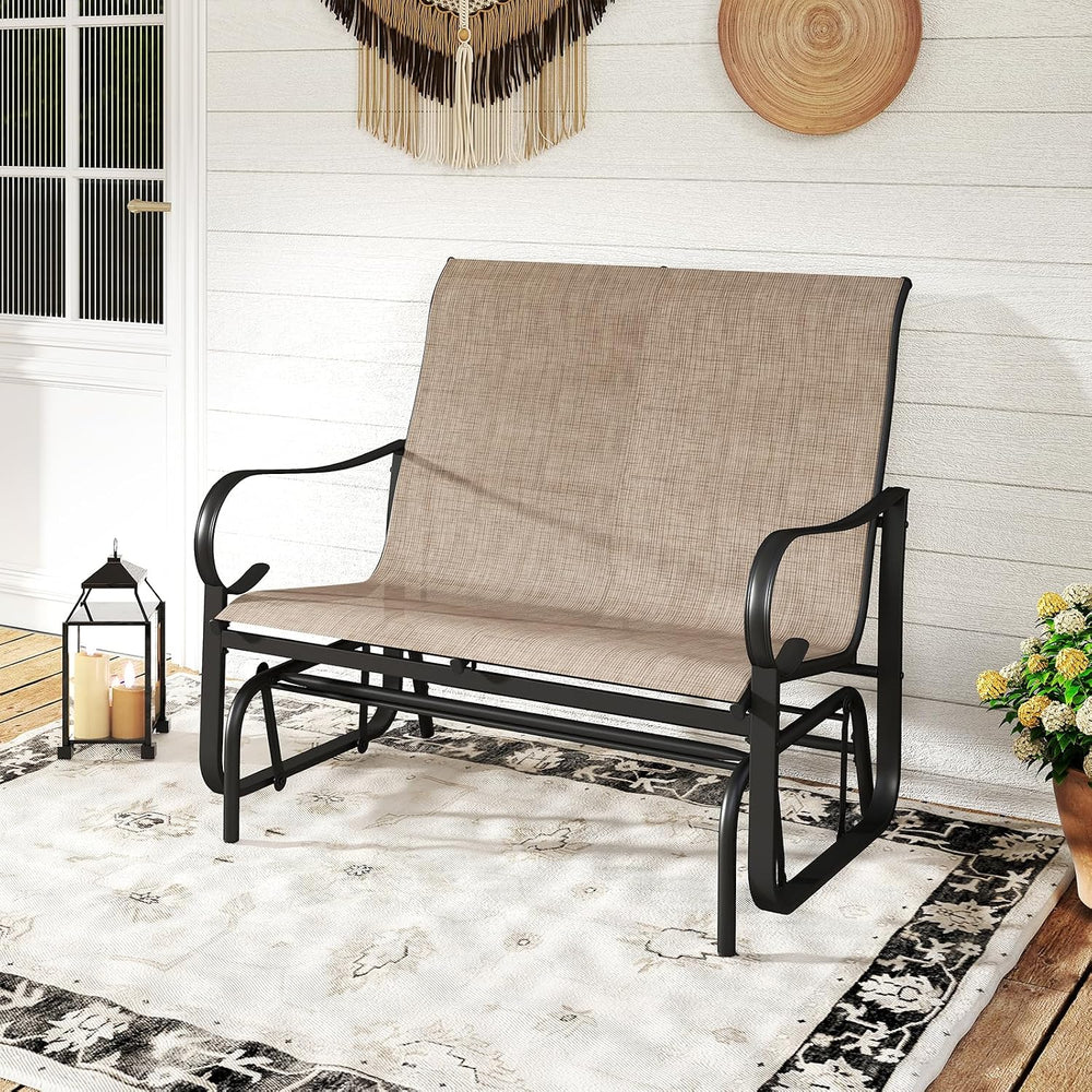 Tangkula Patio Gilder Bench, 2-Person Fabric Rocking Chair with High Backrest...