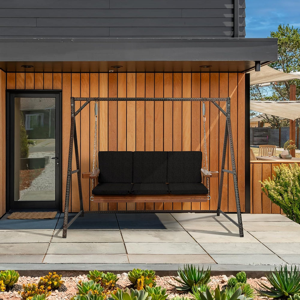Arden Outdoor Swing Cushion Set, 2-Piece, 56x20, Black
