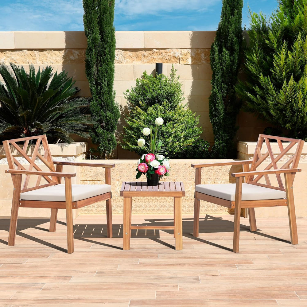 Werph 3-Piece Acacia Wood Outdoor Patio Furniture Set