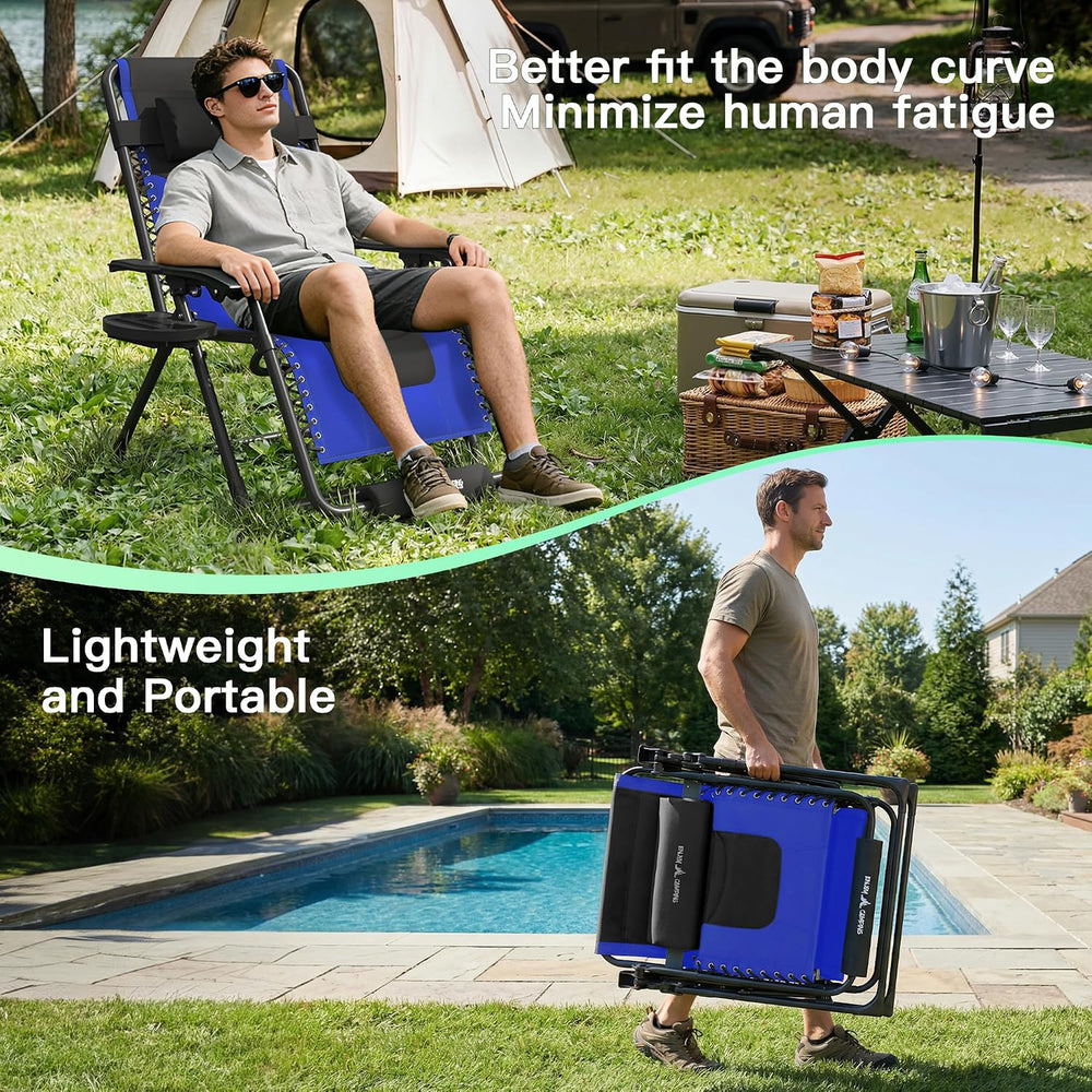 Amopatio XL Padded Zero Gravity Chairs Foldable Zero Gravity Lounge Chair Out...