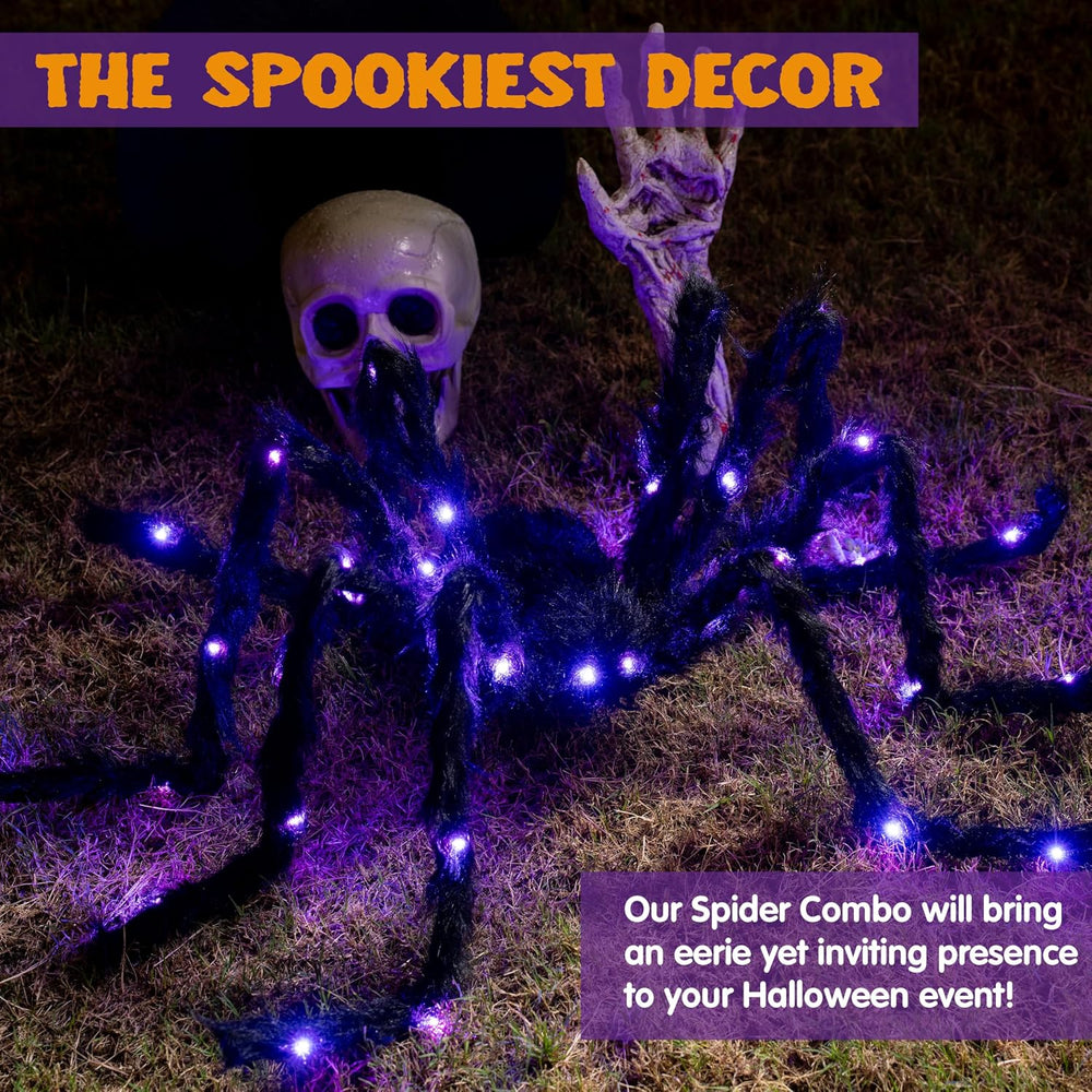 JOYIN 2 Pack 5 Ft Halloween Light Up Spiders Outdoor Decorations, Scary Giant...